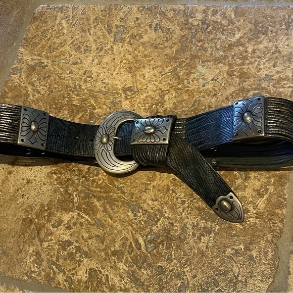 Women Gray Leather Silver Design Buckle Size S/M-Made in Italy main image 6